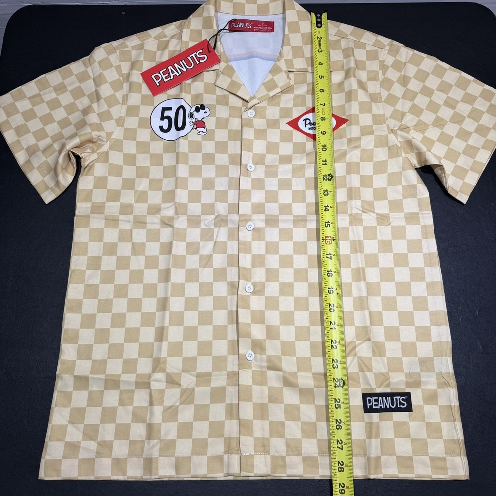 Men's Small (S) Peanuts Racing Motorsports Shirt. Button Down Checker Flag - Picture 7 of 8